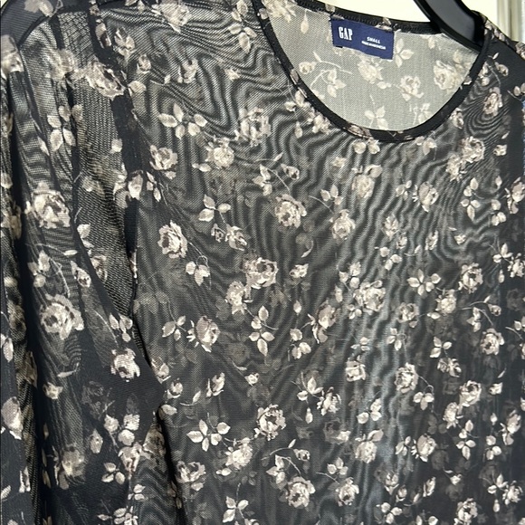 Floral Black Sheer Women's Top - Picture 3 of 6